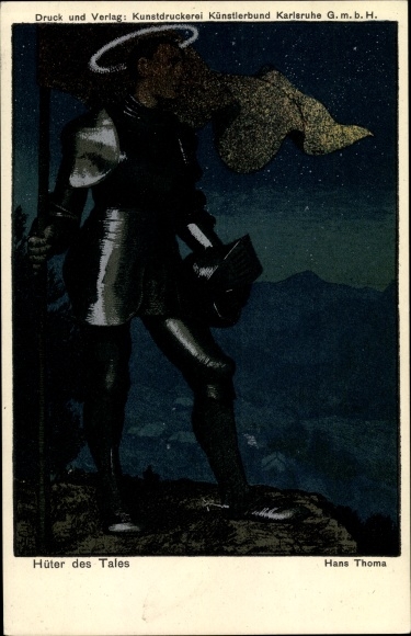 Artist Postcard Thoma, Hans, Guardian of the Valley, Knight