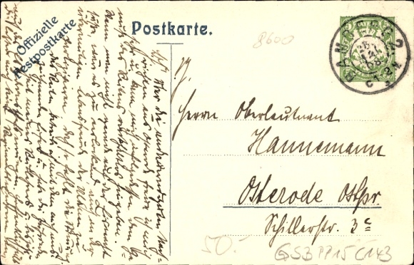 Postwaardestukken Kunstenaar litho Messerschmitt, IV Oberfr. Landbouwtentoonstelling Bamberg 1908
