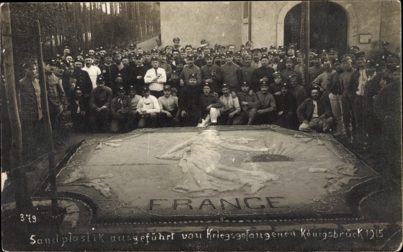Photo Postcard Königsbrück in Upper Lusatia, sand sculpture, made by prisoners of war in 1915, I WW