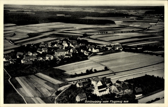 Postcard Schönebürg Schwendi in Upper Swabia, aerial photograph