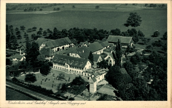 Ak Storzeln Hilzingen im Hegau, Kinderheim, Gutshof, Fliegeraufnahme