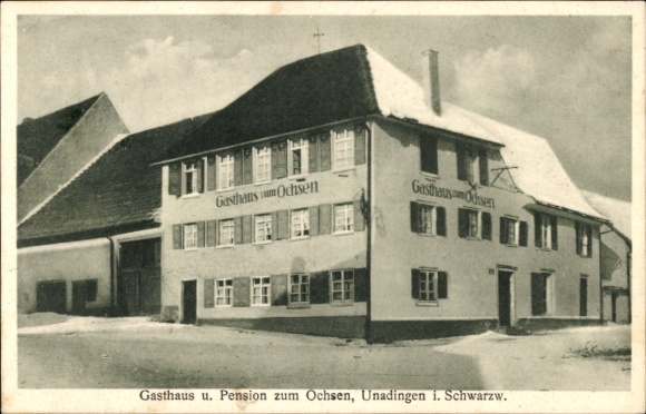 Postcard Unadingen Löffingen in the Black Forest, Guesthouse Pension zum Ochsen, Winter