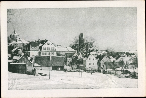 PC Schönberg Bad Brambach in Vogtland, place in winter, Hotel Deutsches Haus, manor, church