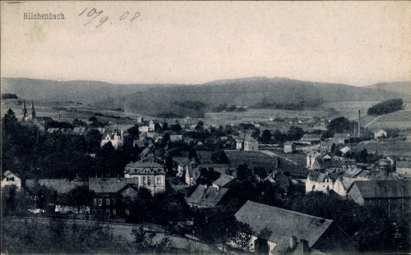 Postcard Hilchenbach in the district of Siegen Wittgenstein North Rhine Westphalia, total view