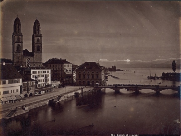Photo Zurich city Switzerland, partial view, Alps, Lake Zurich