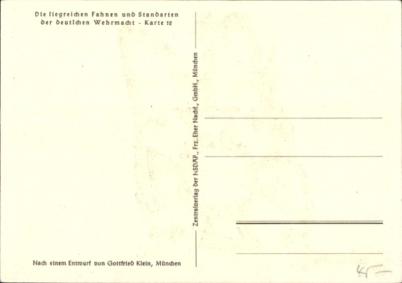 Artist Postcard Klein, Gottfried, Flags and Standards of the German Wehrmacht No. 12, Cavalry