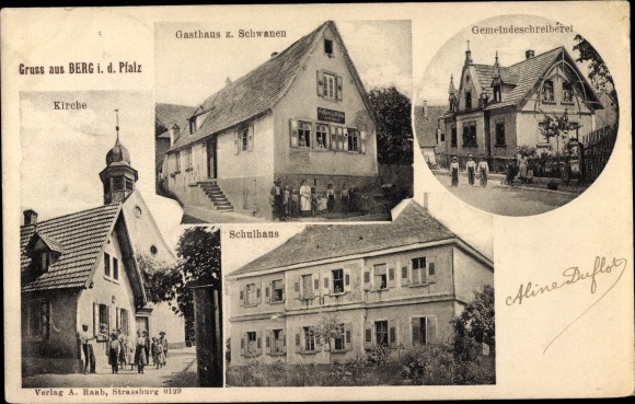 KP Berg in der Pfalz, kościół, Gasthaus zum Schwanen, urzędnik parafialny, szkoła