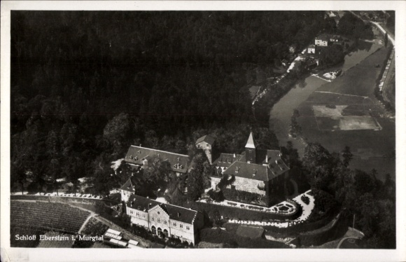 Ak Gernsbach im Murgtal Schwarzwald, Schloss Eberstein, Fliegeraufnahme