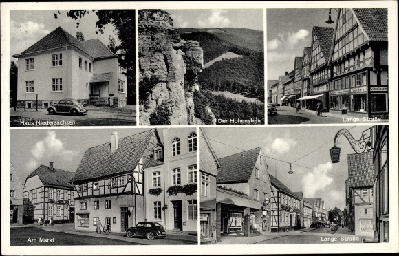 Postcard Hessisch Oldendorf on the Weser, market, long street, house Lower Saxony, Hohenstein