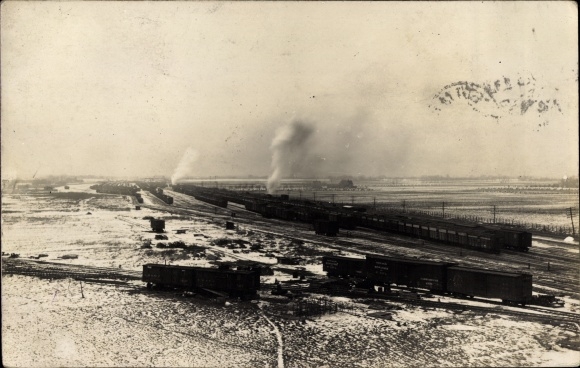 Photo Postcard Mannheim Illinois USA, Railroads, Steam Locomotive, Railroad Tracks, Train Station