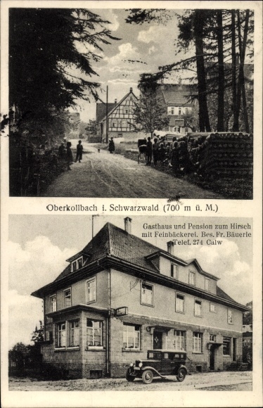 Postcard Oberkollbach Oberreichenbach in the Black Forest, Inn zum Hirsch, fine bakery