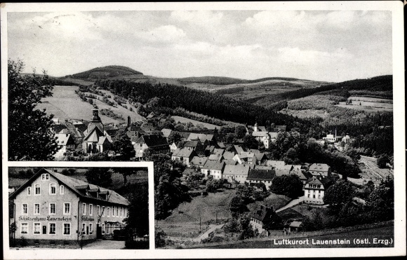 Postcard Lauenstein Altenberg in the Ore Mountains, general view, Schützenhaus Lauenstein Bes. Herm. Koeckritz