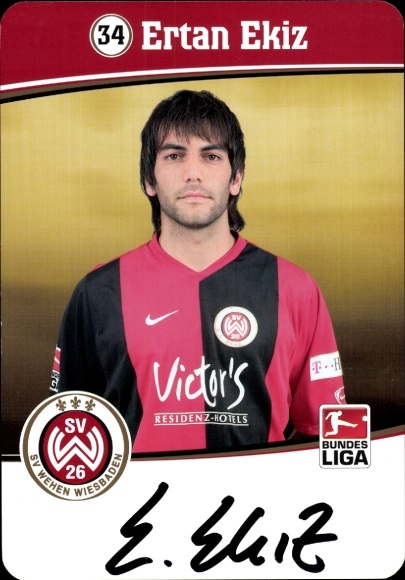 Autograph card footballer Ertan Ekiz, SV Wehen Wiesbaden, autograph