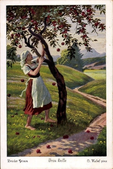 Artist PC Kubel, Otto, Frau Holle, fairy tales by the Brothers Grimm, apples