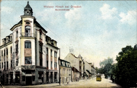 Ak Dresden Weißer Hirsch, Bautznerstraße, Handlung, Straßenbahn
