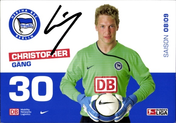 Autogrammkarte Fußballer Christopher Gäng, Hertha BSC, Autogramm
