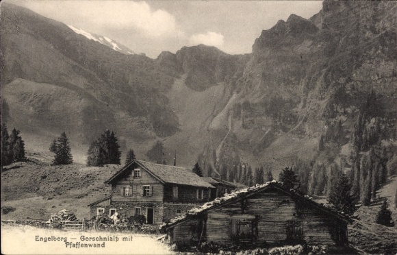 KP Engelberg Canton Obwalden Szwajcaria, piękny górski krajobraz, Gerschnialp, Pfaffenwand