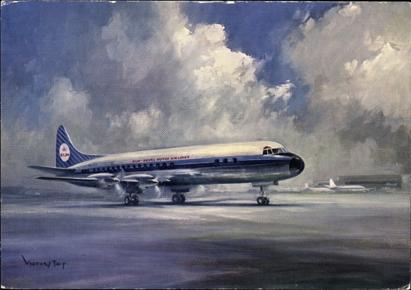 Artist PC Dutch passenger plane, KLM, Lockheed prop jet Electra