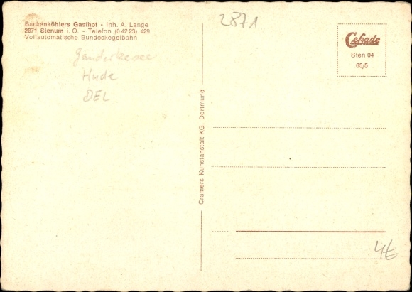 Postcard Stenum Ganderkesee Lower Saxony, Backenkoehlers Gasthof