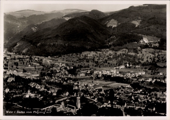 Postcard Wehr in Baden, aerial photograph
