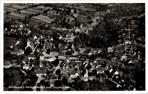 Postcard Schliengen in the Black Forest, Schliengen in the Markgräflerland from the plane