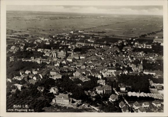 Postcard Bühl in Baden Black Forest, aerial photograph, city view, building, landscape