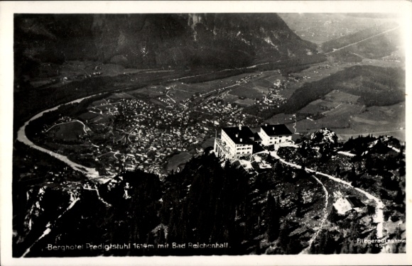 Postcard Bad Reichenhall in Upper Bavaria, Predigtstuhl, mountain hotel, aerial photograph