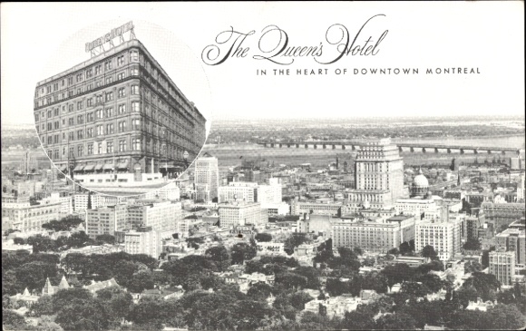 Postcard Montreal Québec Canada, The Queen's Hotel, Downtown architecture, luxurious location
