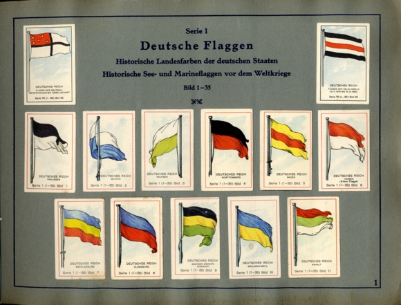 Who names the countries knows the flags? Collection picture album Massary cigarette factory, Berlin 1929