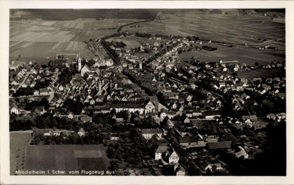 Postcard Mindelheim in Unterallgäu, aerial photograph