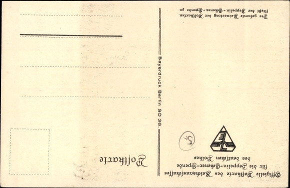 Artist PC Amtberg, Otto, Zeppelin Eckener donation, waving man, airship