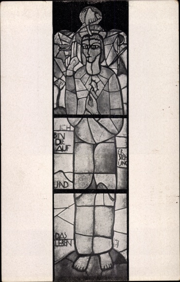 Postcard Müsen Hilchenbach in Westfalen, middle chancel window of the protestant church