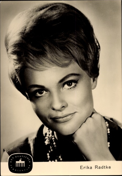 Postcard presenter Erika Radtke, GDR German television broadcasting, portrait