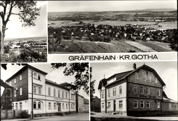 Postcard Graefenhain Thuringia, panorama, inn Thuringian Forest, friendship