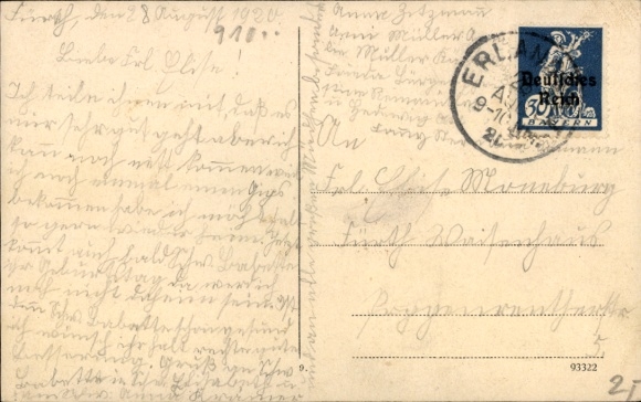 Postcard Erlangen in Middle Franconia Bavaria, town view