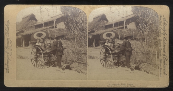 Stereo Photo Sugita, Japan, ride with a Jinrikisha