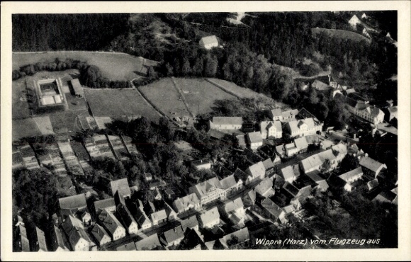 Postcard Wippra Sangerhausen am Harz, aerial photograph