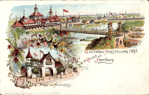 PC Hamburg Mitte St. Pauli, Helgoländer Allee, Holstenplatz, Horticultural Exhibition 1897, Brück...