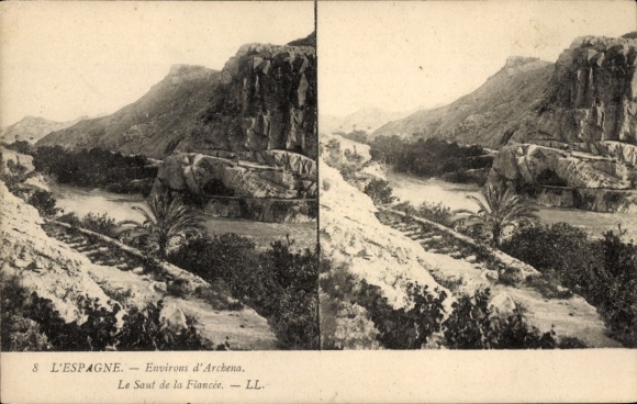 Stereo Postcard Archena Murcia, The Bride's Leap