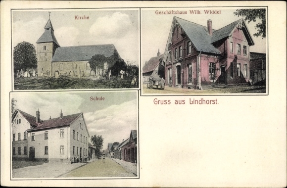 PC Lindhorst in the district of Schaumburg, church, school, commercial building Wilhelm Widdel
