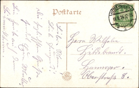 Postcard Göttingen in Lower Saxony, Kaiserallee, Bismarck Tower, Eulenturm, White Wall, forest hut