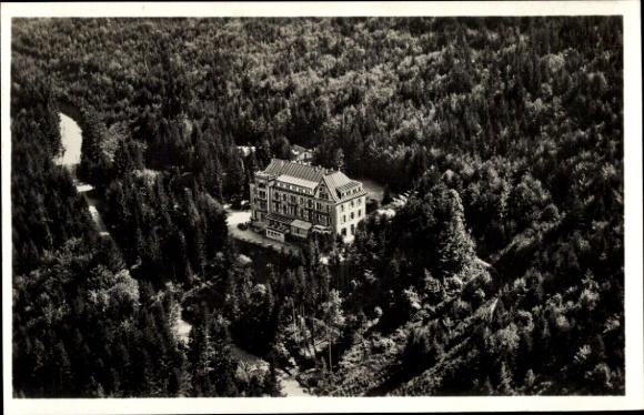 Postcard Bühl in Baden Schwarzwald, Friedrich-Hilda-Heim, aerial photograph