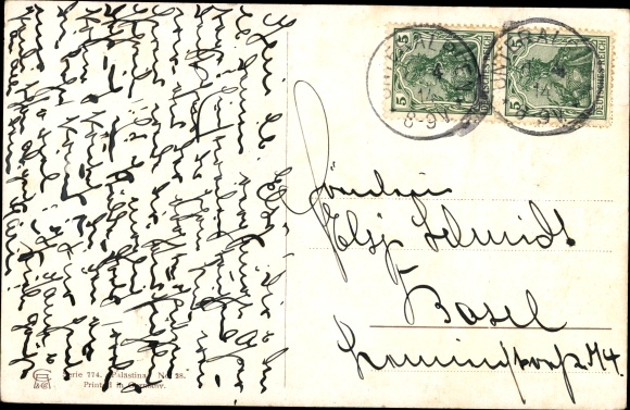 Kunstenaarsbriefkaart Perlberg, F., Israël, Mount Tabor, ruiter