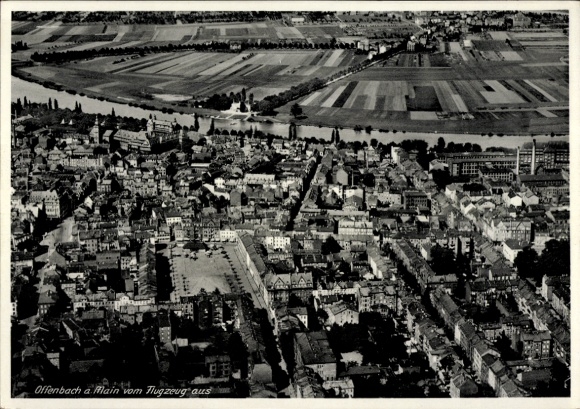 Postcard Offenbach am Main Hessen, aerial photograph