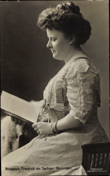 Postcard Adelheid zur Lippe-Biesterfeld, wife of Friedrich of Saxe-Meiningen