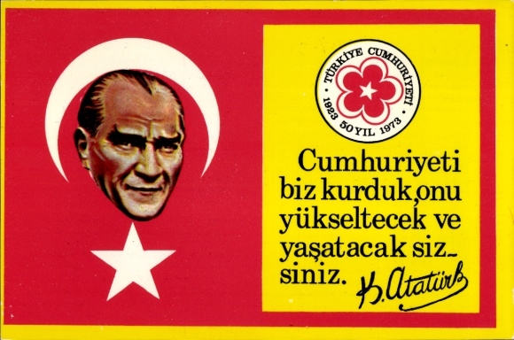 Postcard Mustafa Kemal Atatürk, Former President of the Republic of Türkiye, portrait