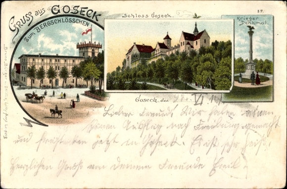 Chromo-Litho Goseck Saxony Anhalt, Bergschlösschen, Goseck Castle, war memorial, Bruno Bürger 87