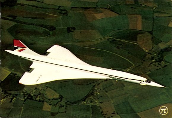 Postcard supersonic passenger aircraft Concorde, British Airways