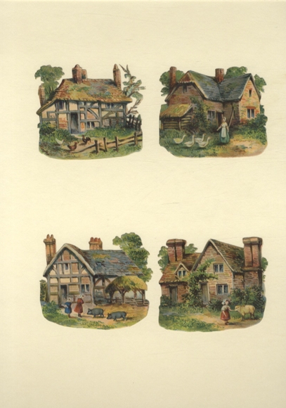 4 wafers half-timbered houses, each approx. 7 x 8 cm