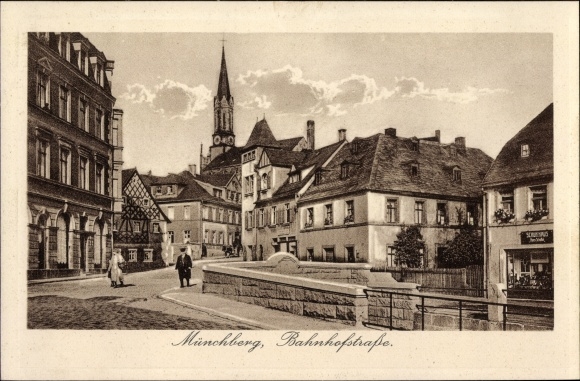 Ak Münchberg in Opper-Franken, Beieren, Bahnhofstrasse